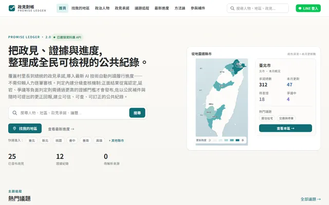 Promise Ledger 網站首頁畫面